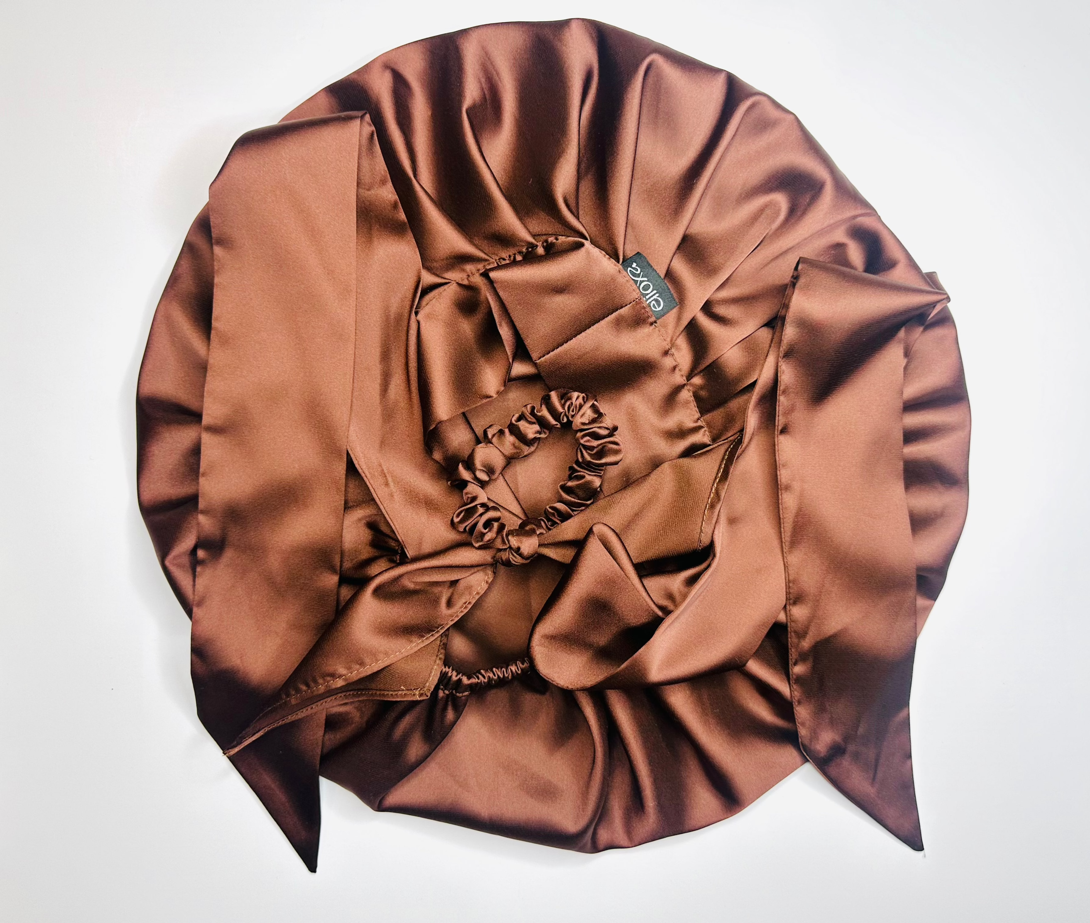 Midnight-Bloom Satin Bonnet
