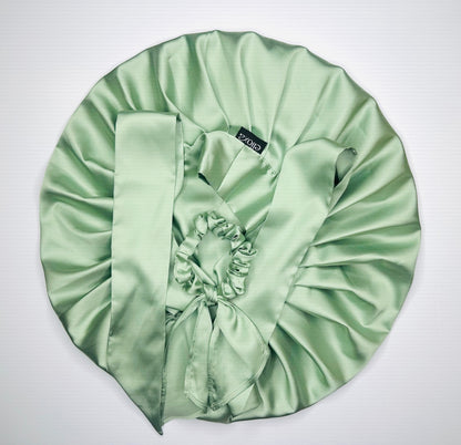 Midnight-Bloom Satin Bonnet