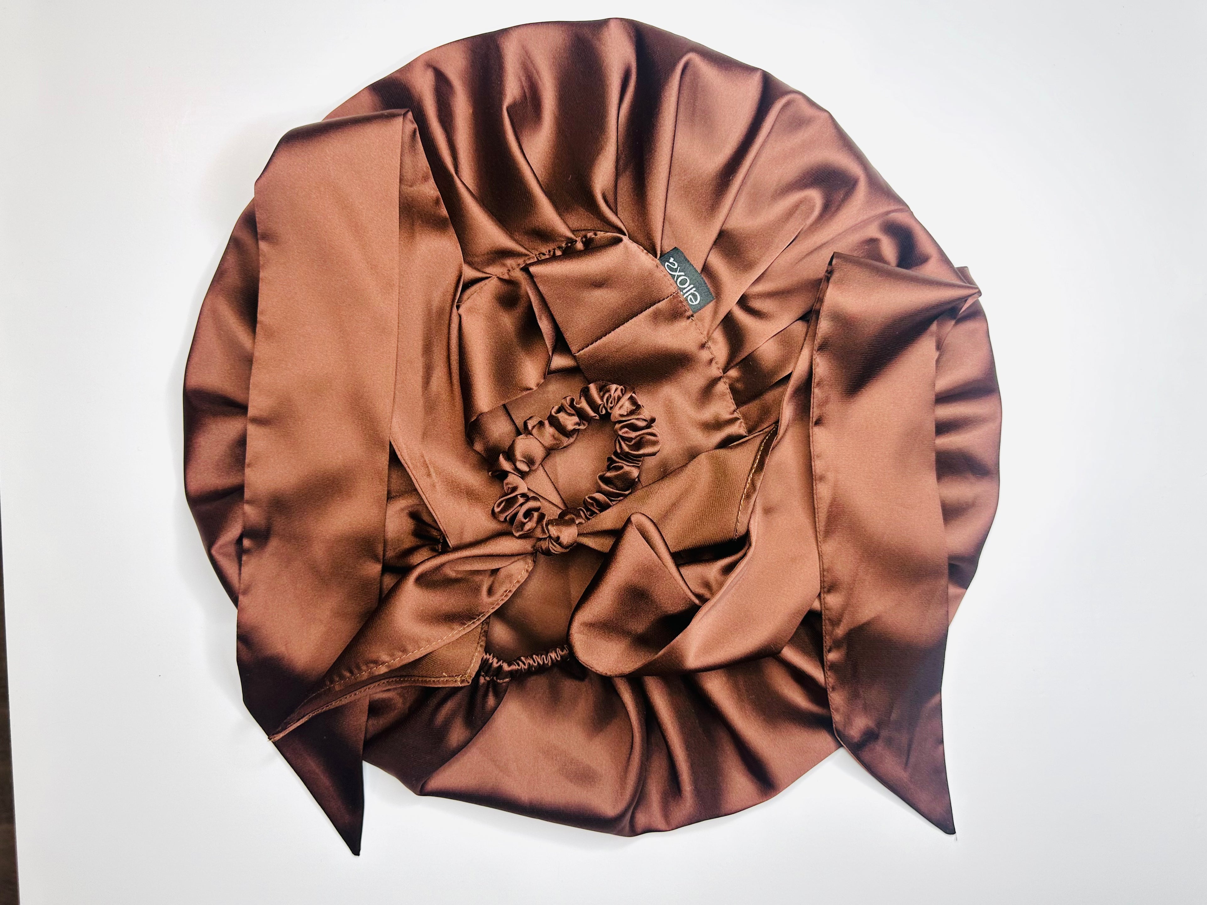 Midnight-Bloom Satin Bonnet