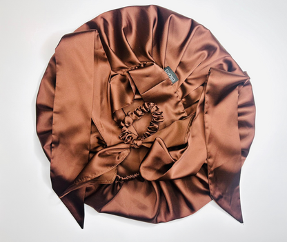 Midnight-Bloom Satin Bonnet