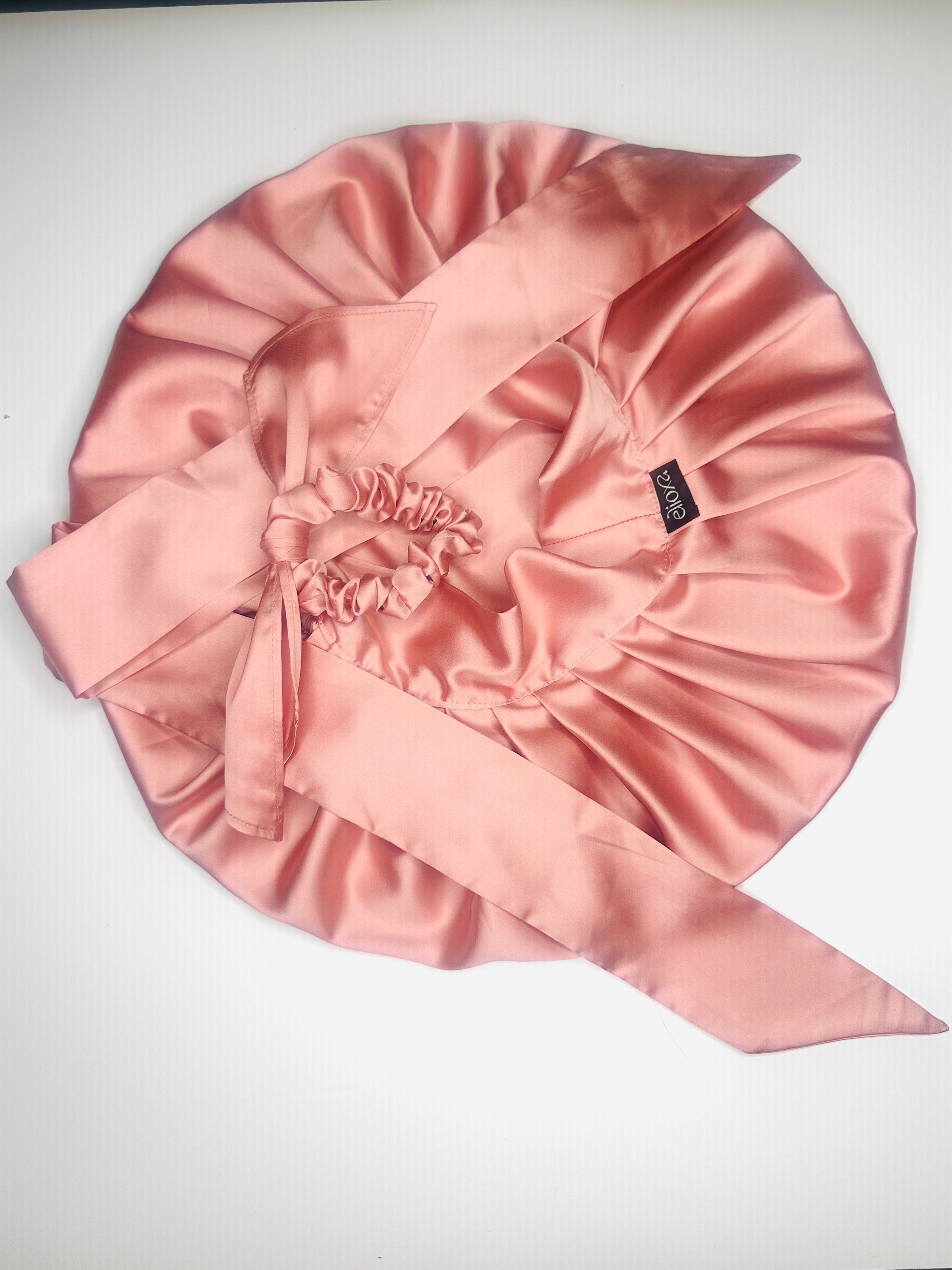 Midnight-Bloom Satin Bonnet