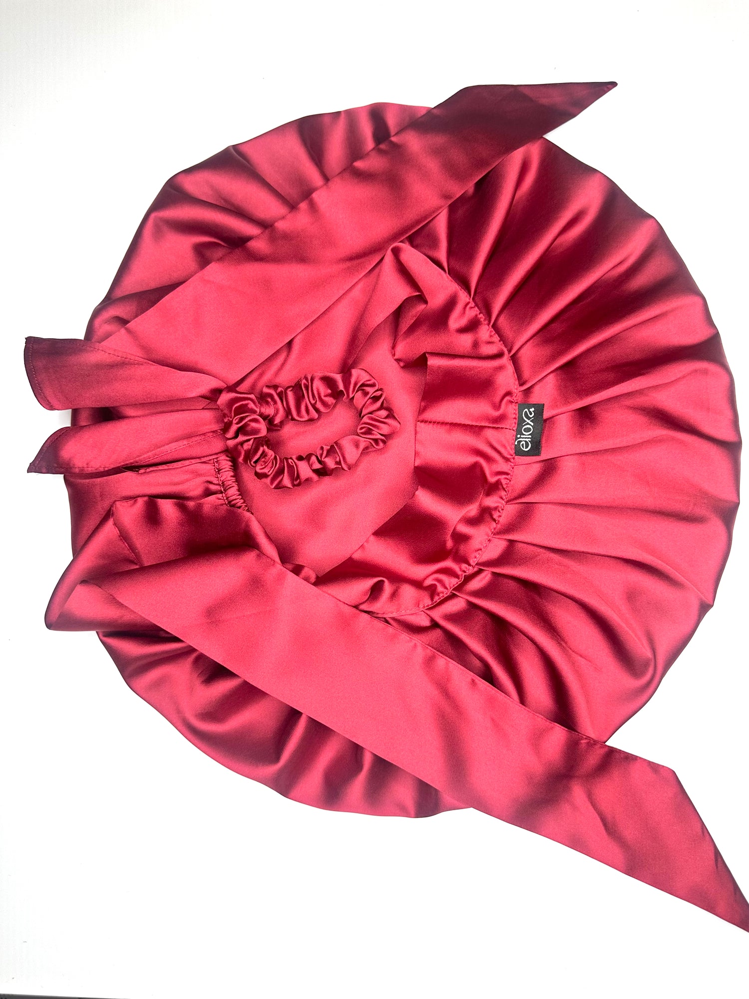 Midnight-Bloom Satin Bonnet